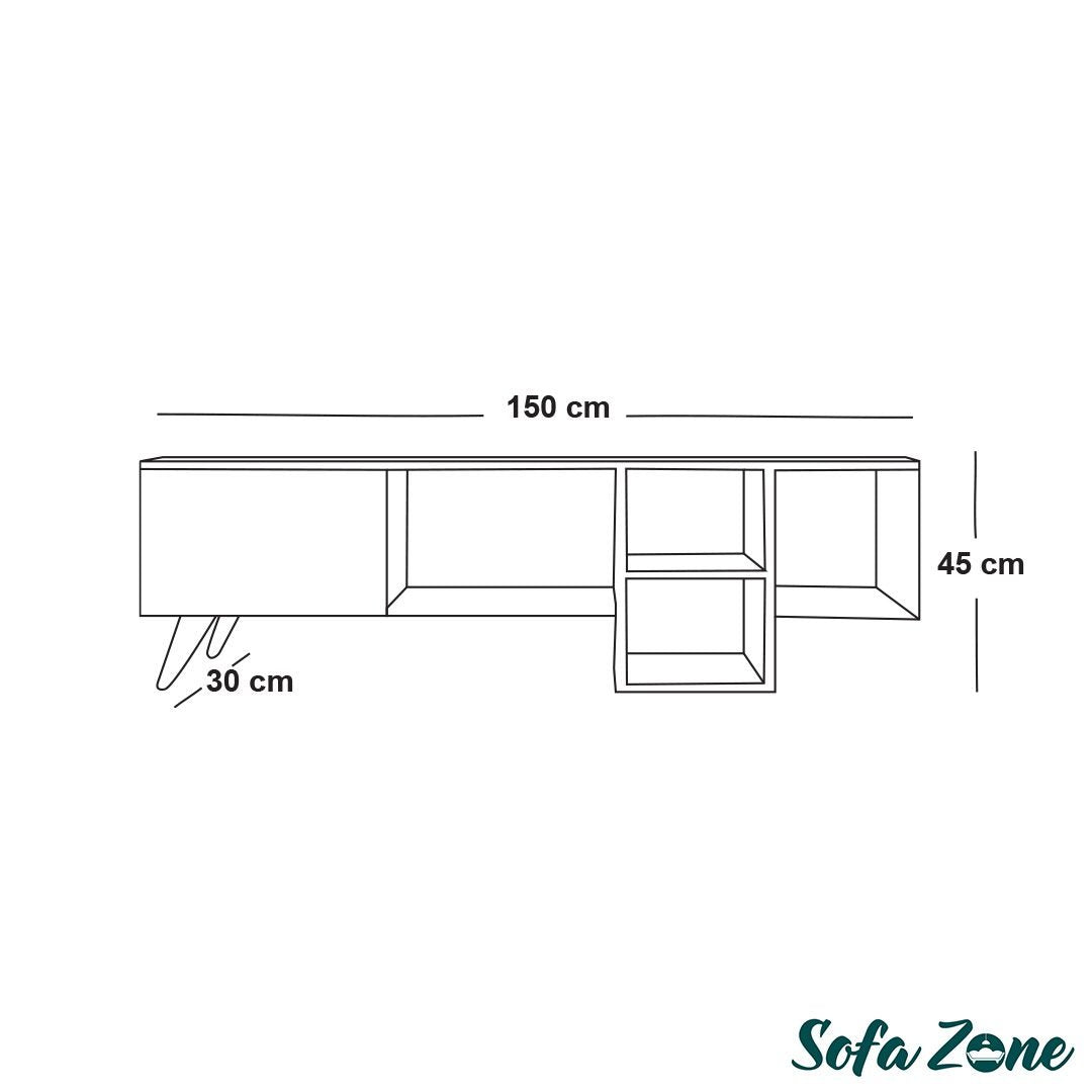 Modern Beige TV Table with White 4 Shelves