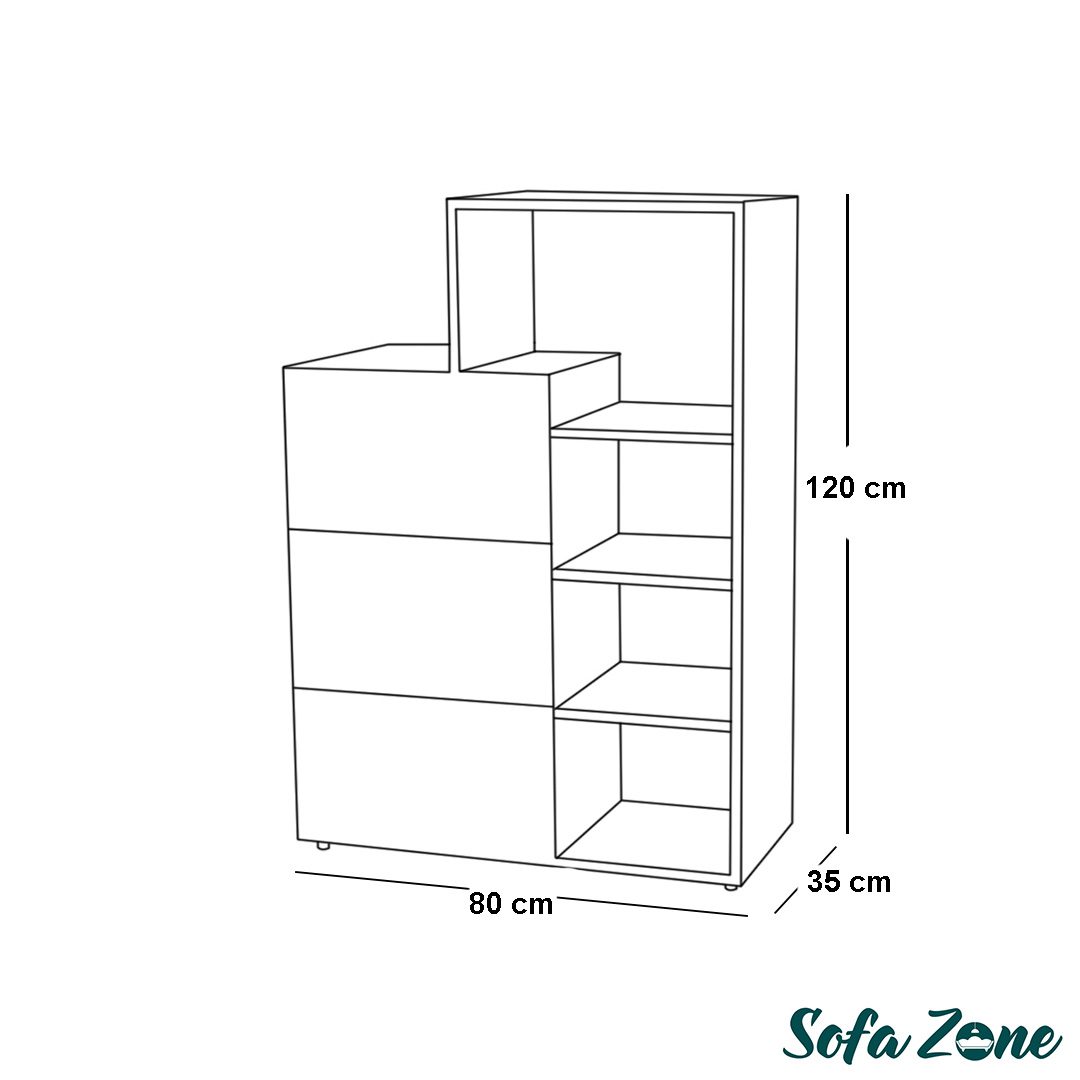 Beige Wooden Shoe Cabinet in White - SZG03