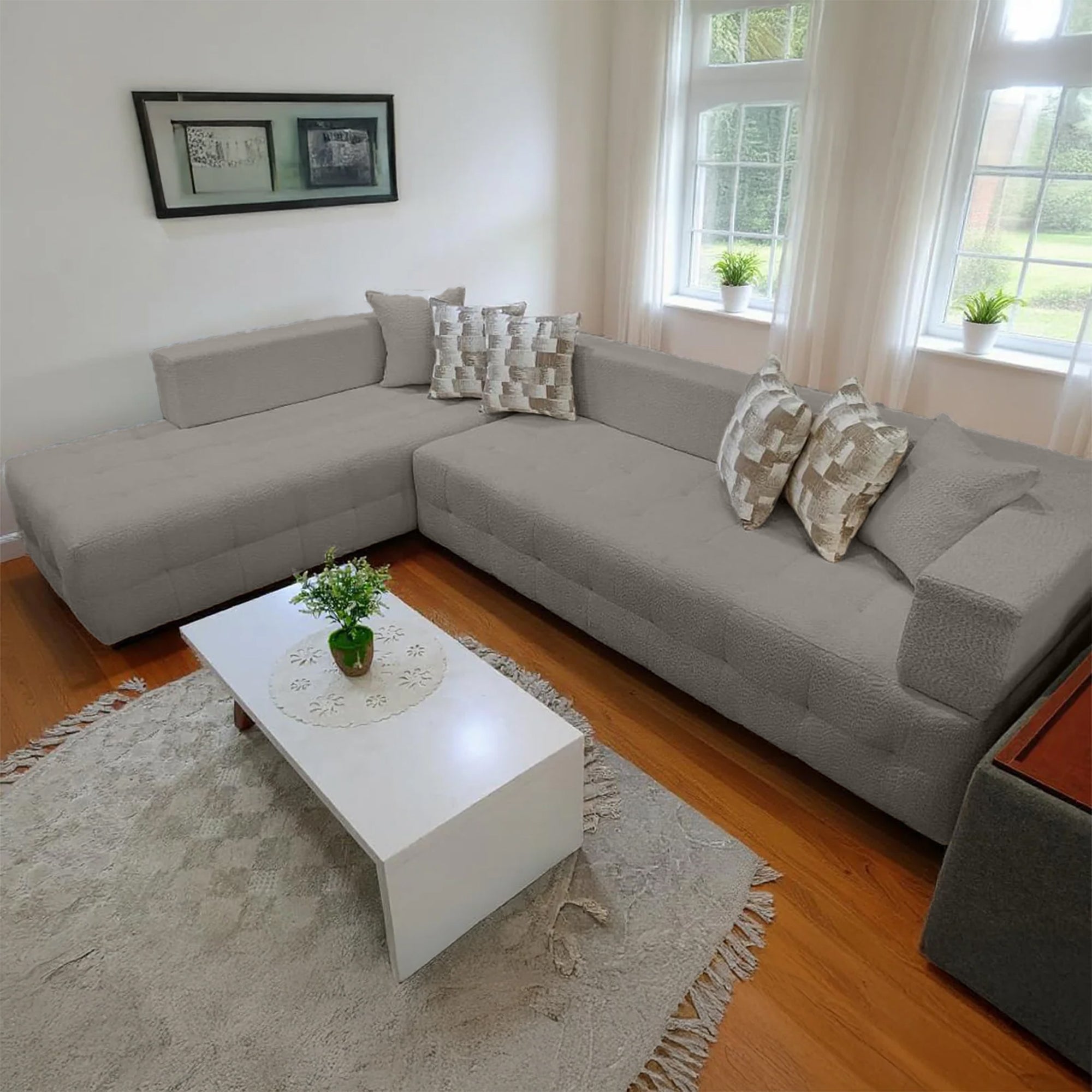 Off-White Corner Sofa - sz1103
