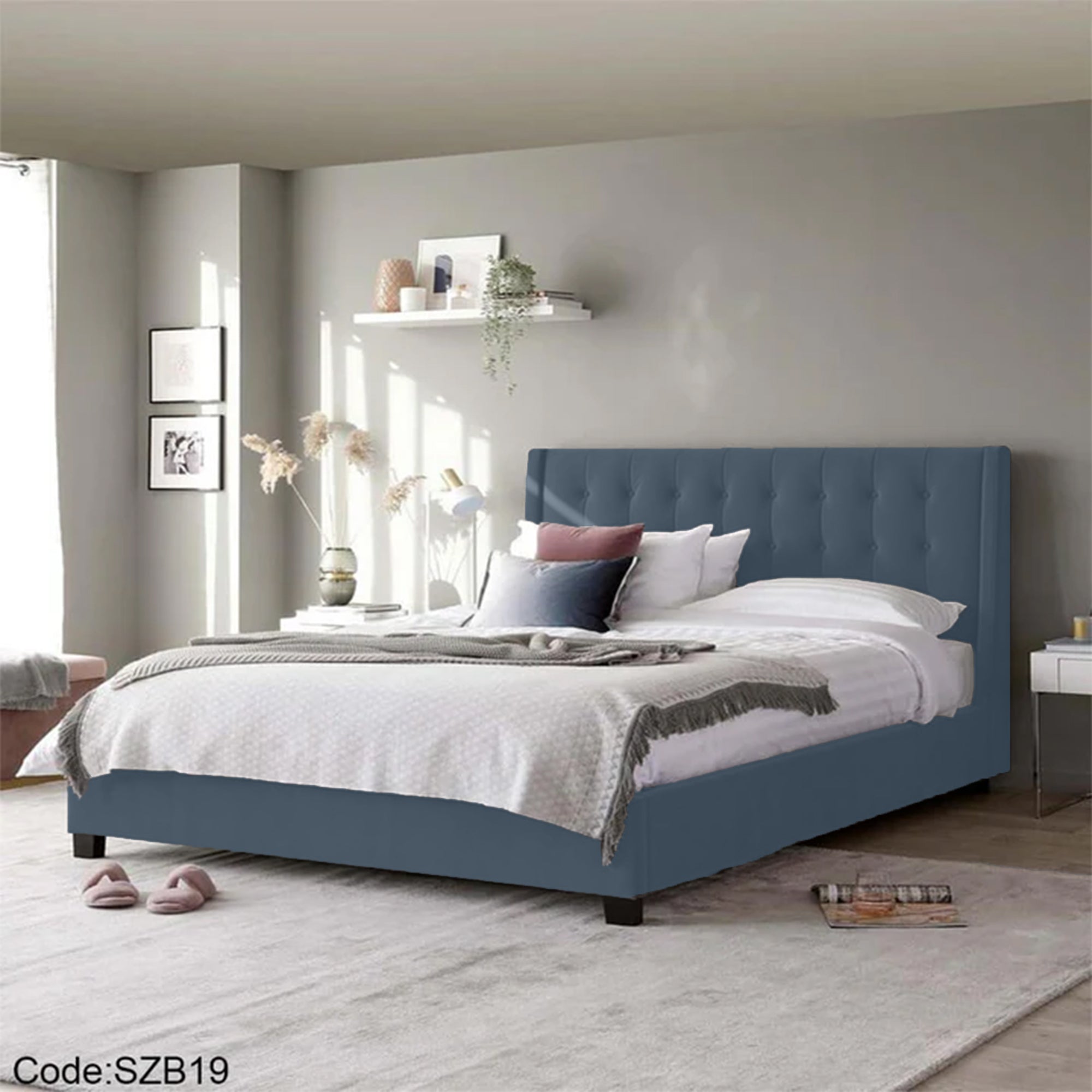 szb19 Gray Upholstered Bed