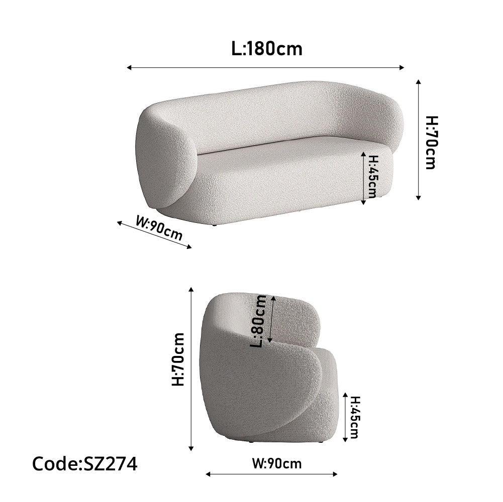 Off-White Living Room, Sofa and Chair-sz274
