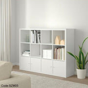 Modern Wooden Library with 4 Doors