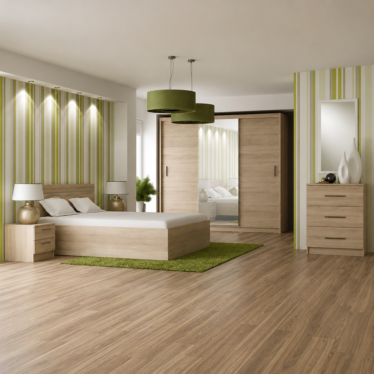 Modern Beige 5-Piece Bedroom Set - szr04