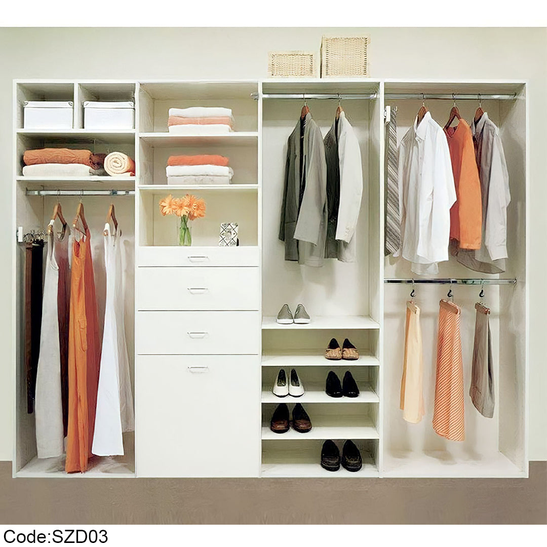 Modern Open Wardrobe with 3 Drawers and Door - szd03