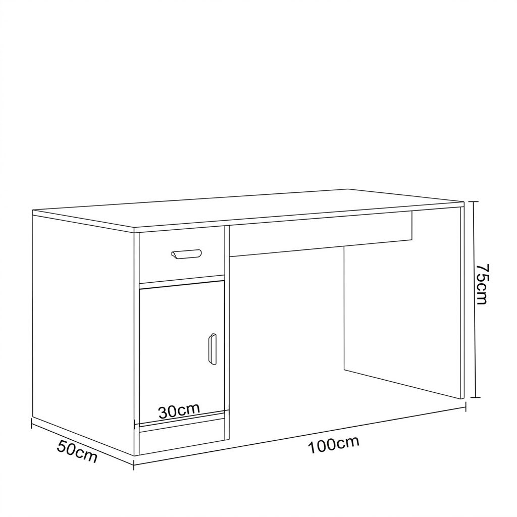 Desk with Drawer and Door - SZDE3