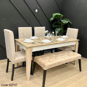 Modern Beige Dining Table with 4 Chairs