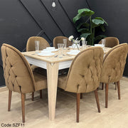 Modern Button-Tufted Dining Table with 6 Chairs