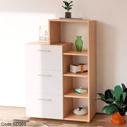 Beige Wooden Shoe Cabinet in White - SZG03
