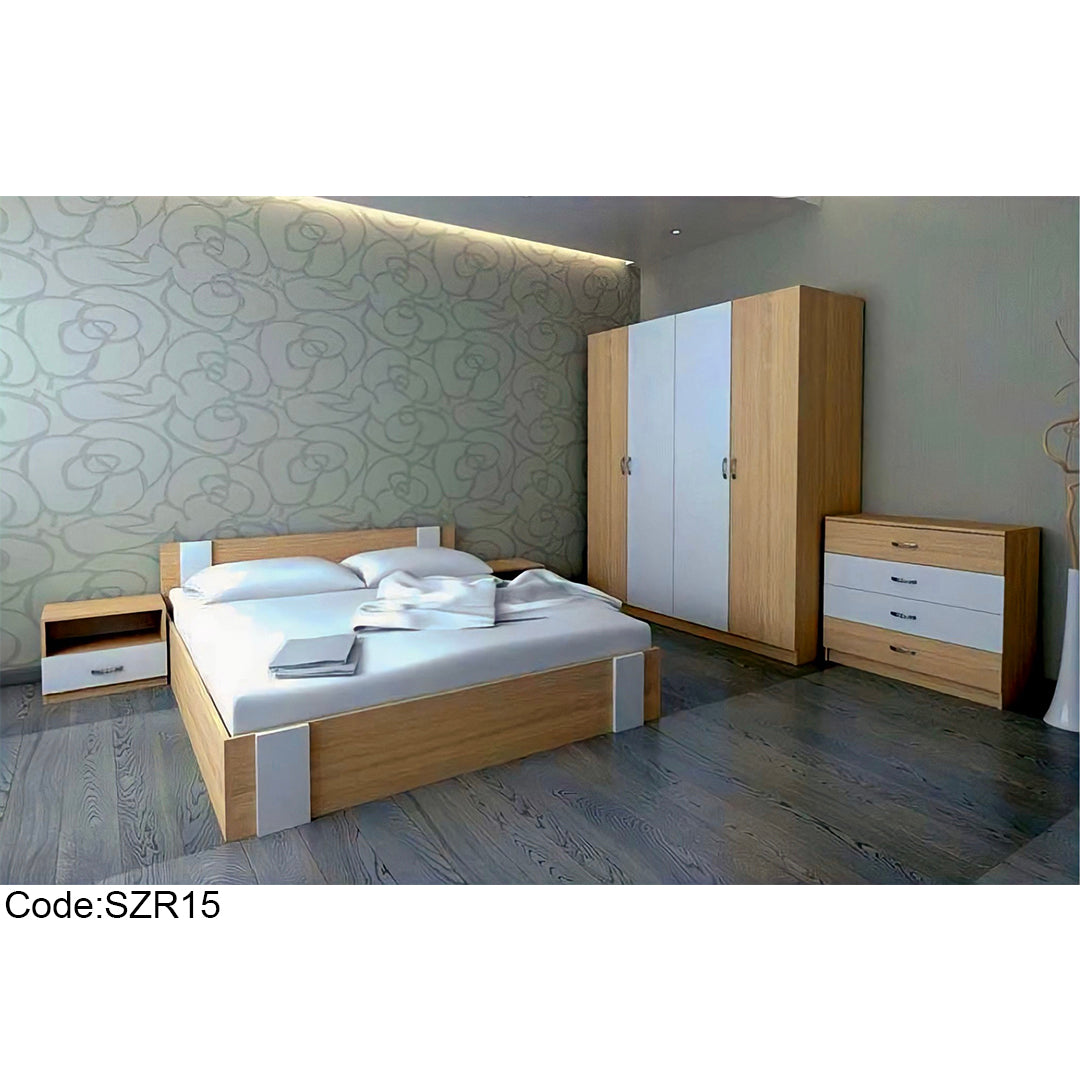 Modern 5-Piece Bedroom Set Beige*White - szr15