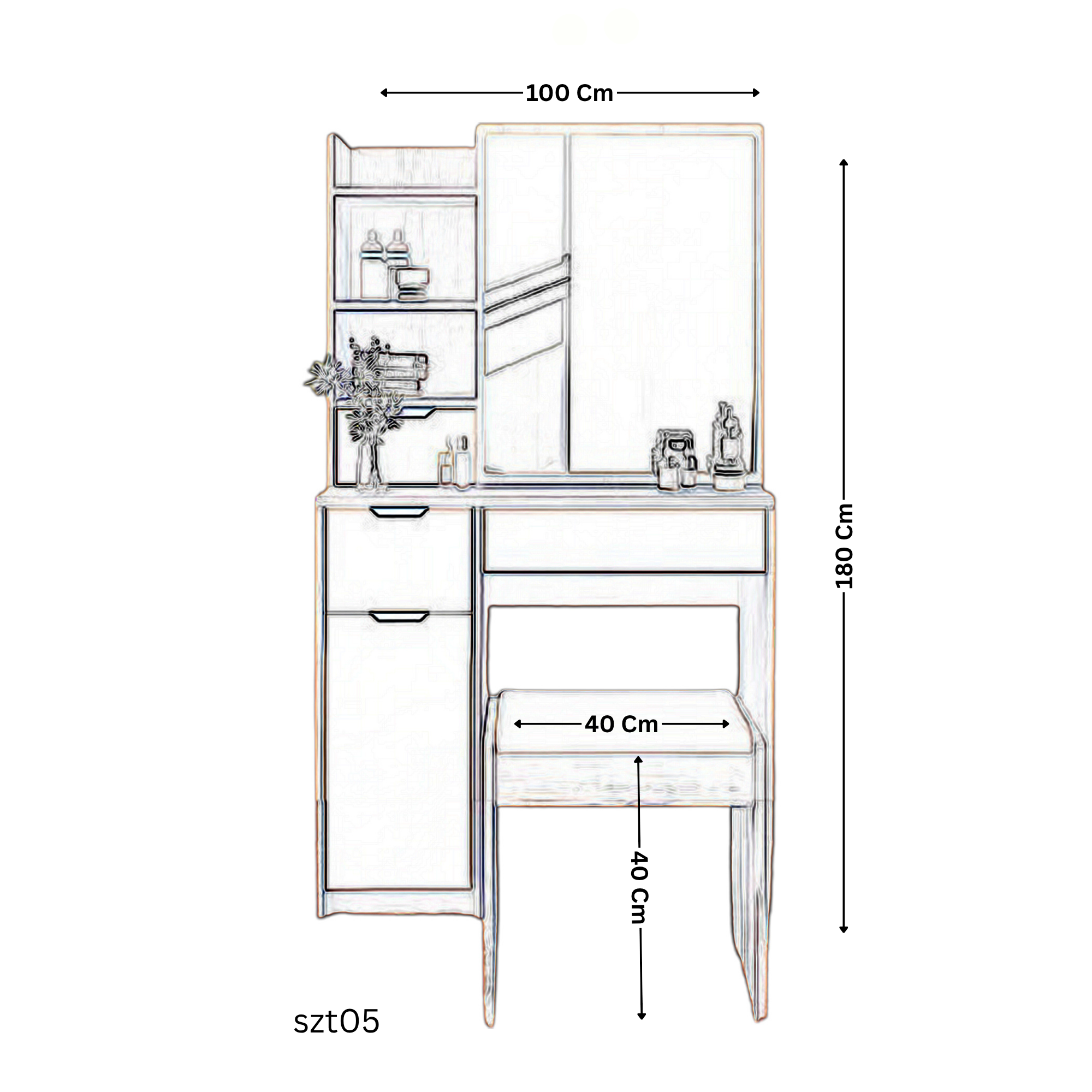 Beige Dresser with White - szt05