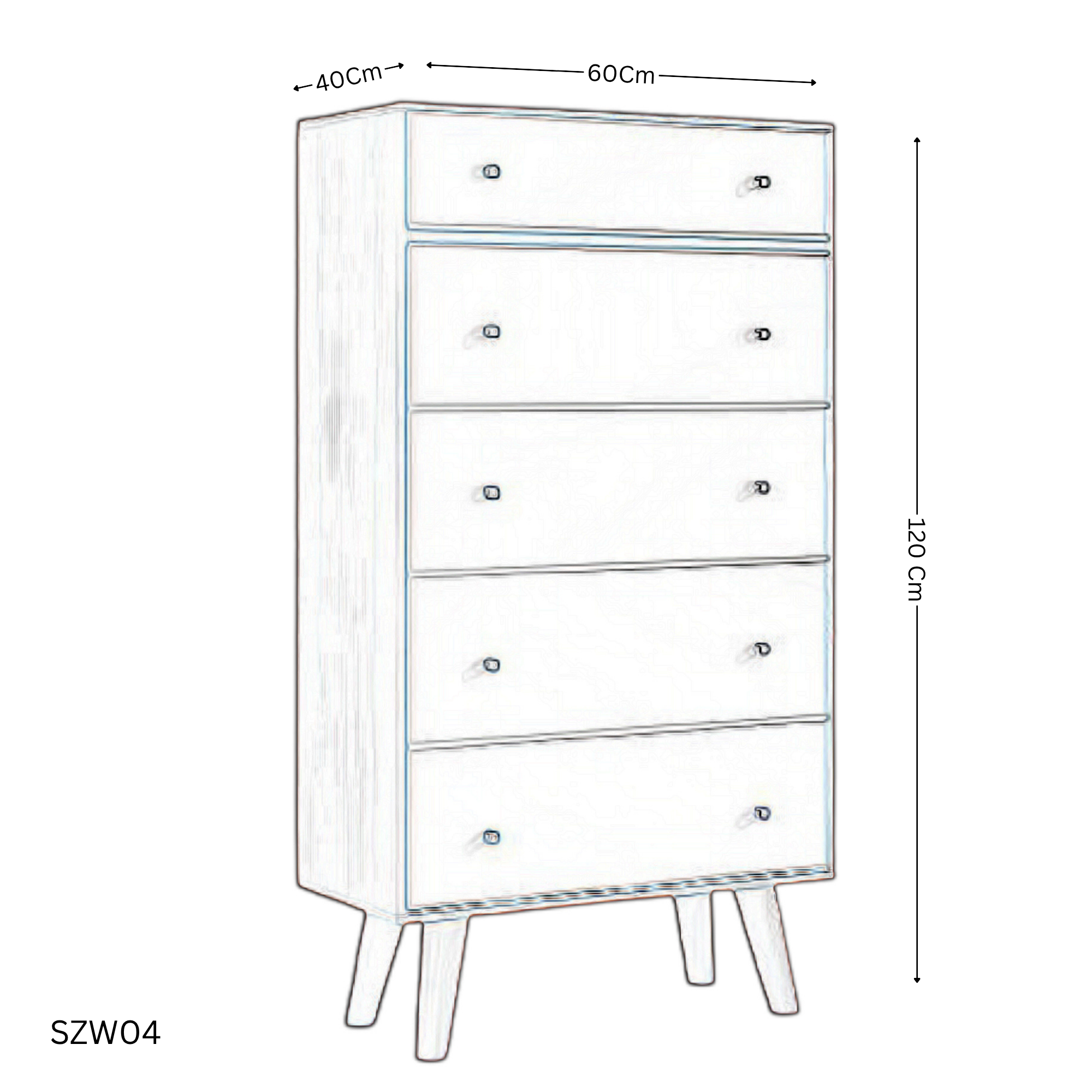 Modern Brown and Black Drawer Unit - SZW04