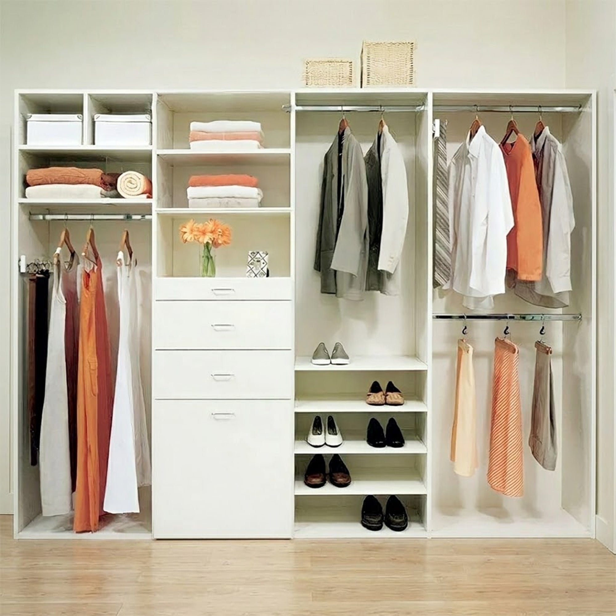 Modern Open Wardrobe with 3 Drawers and Door - szd03