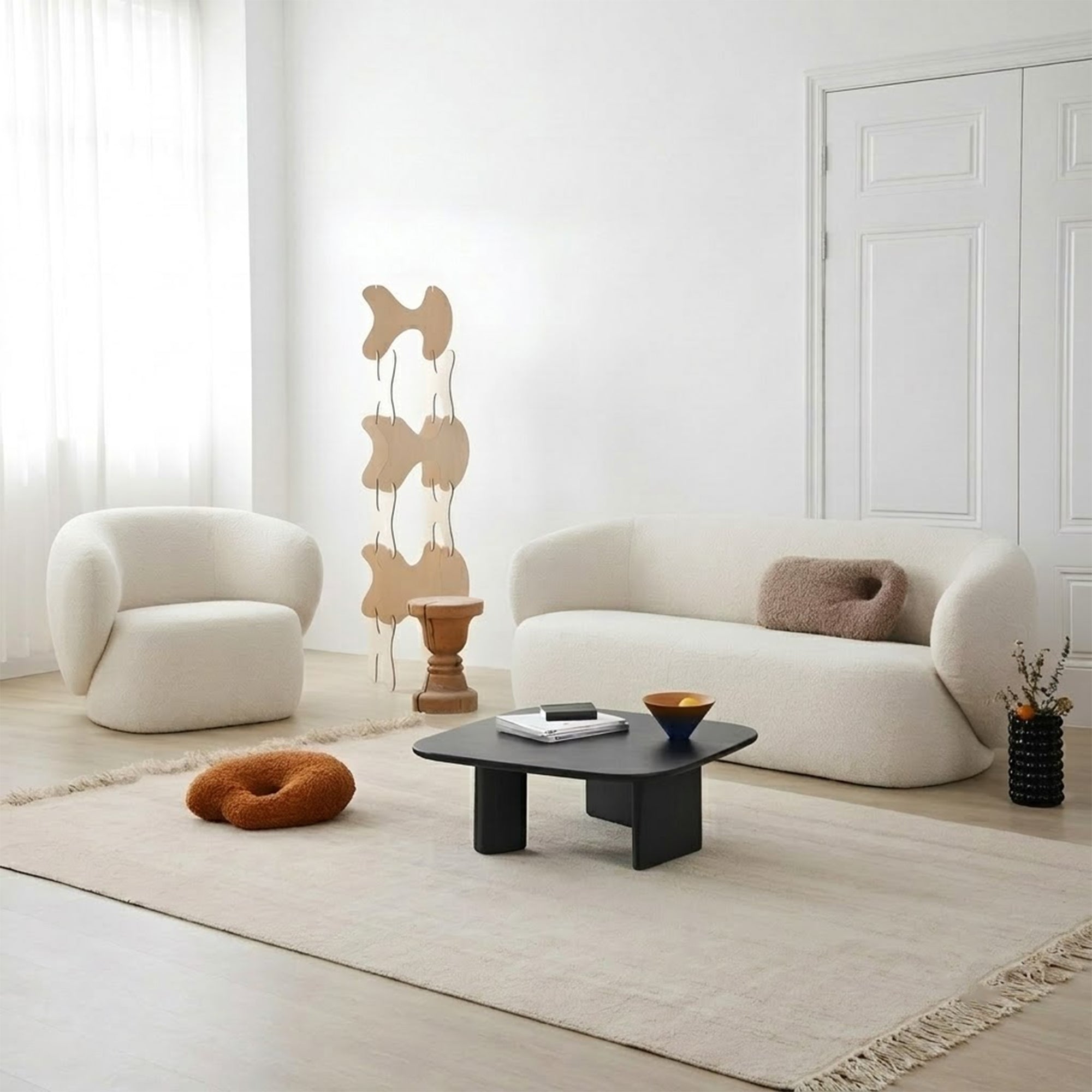 Off-White Living Room, Sofa and Chair-sz274