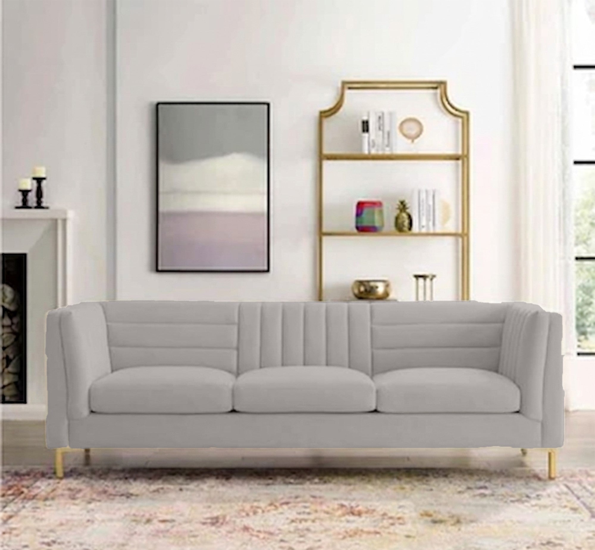 Velvet Three-Seater Sofa – sz427