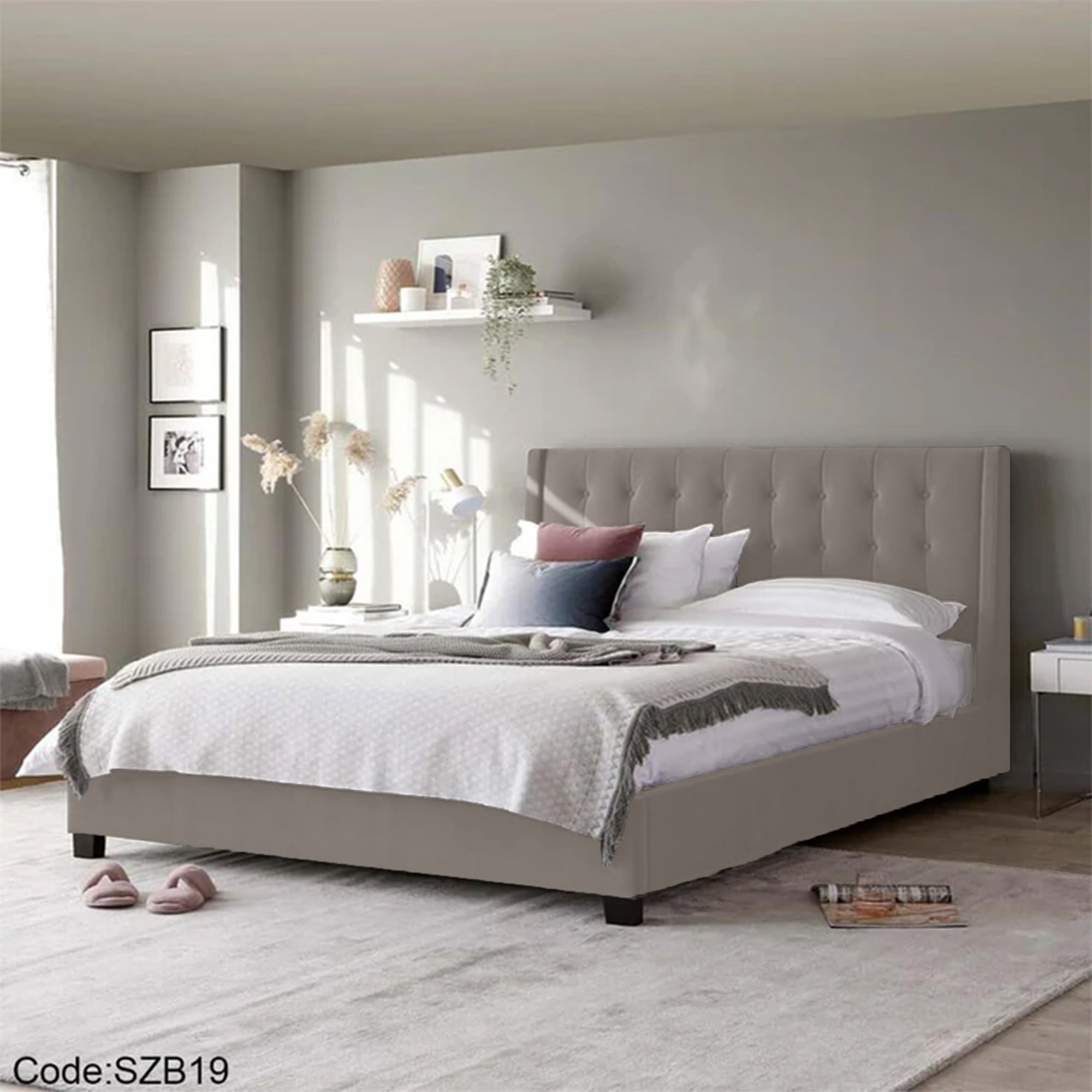 szb19 Gray Upholstered Bed