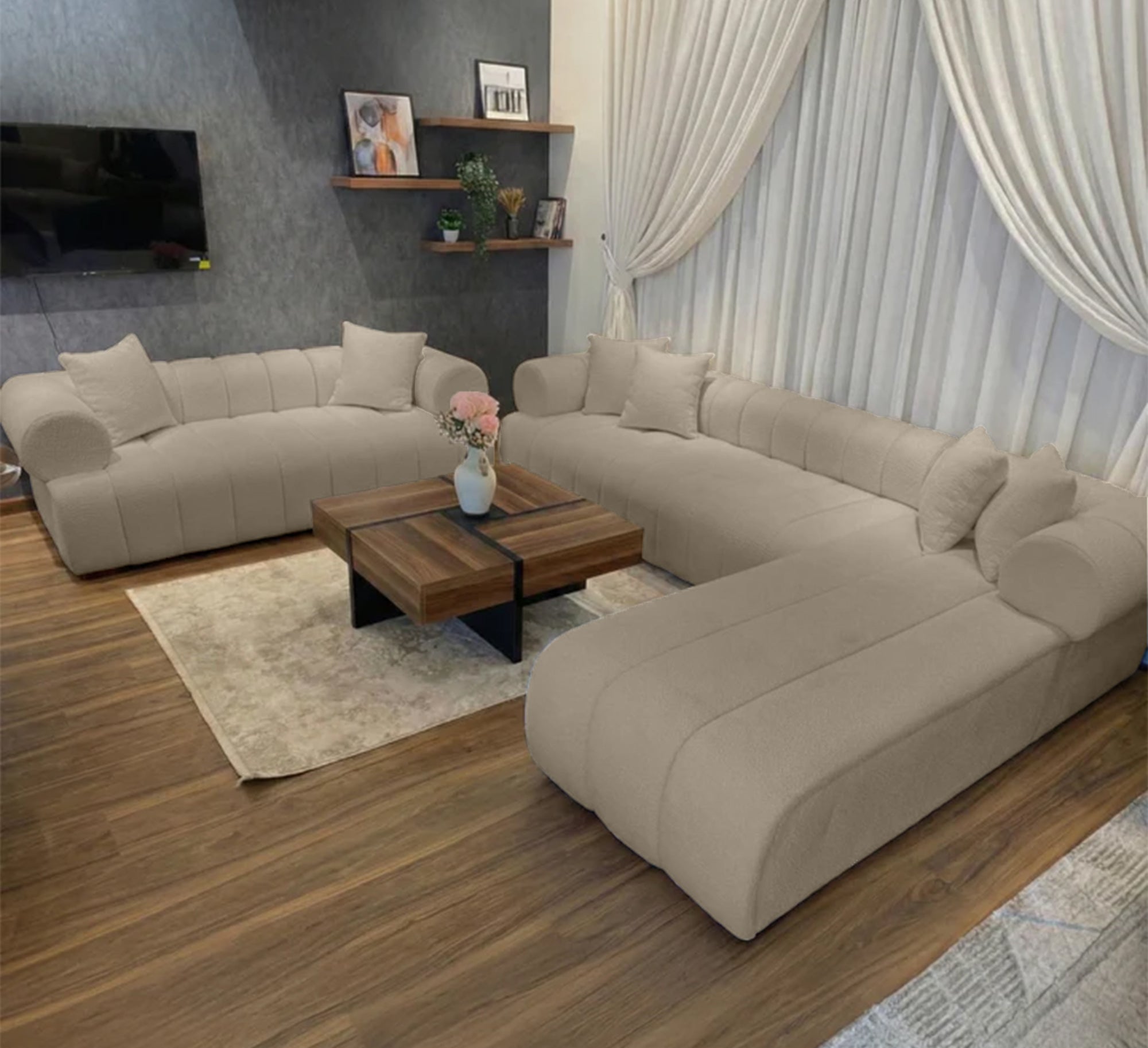 Modern Off-White Living Room Set - SZ3006