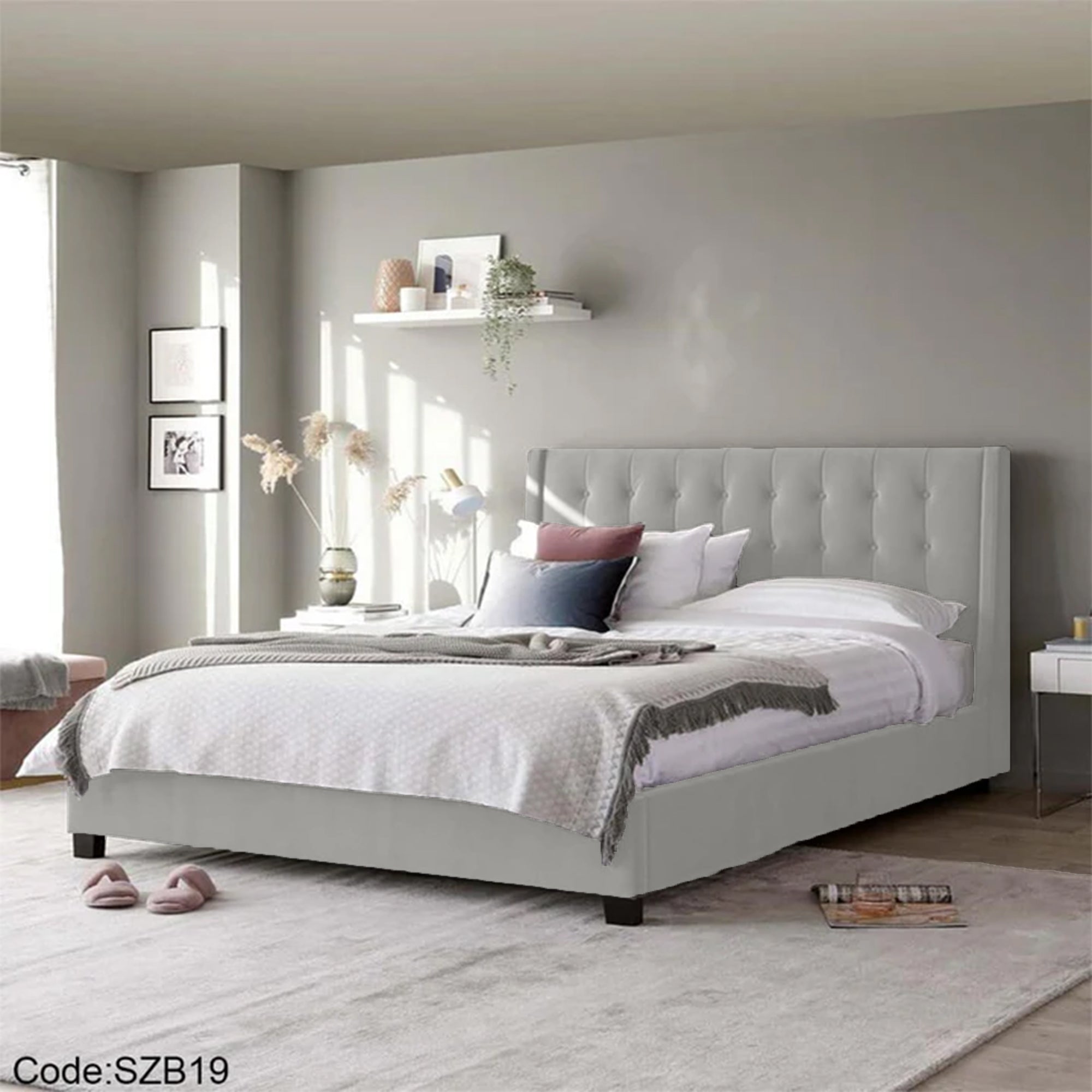 szb19 Gray Upholstered Bed