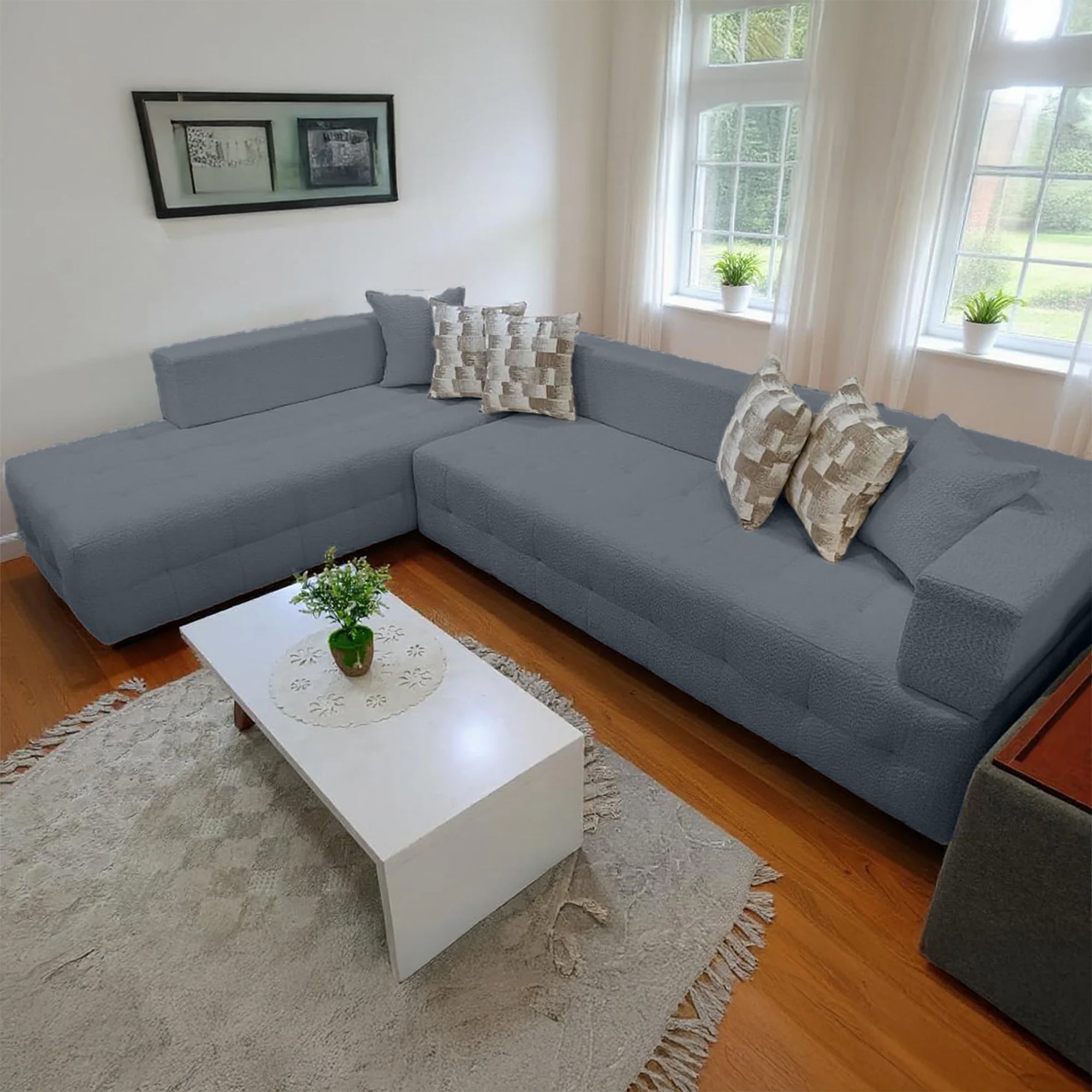 Off-White Corner Sofa - sz1103