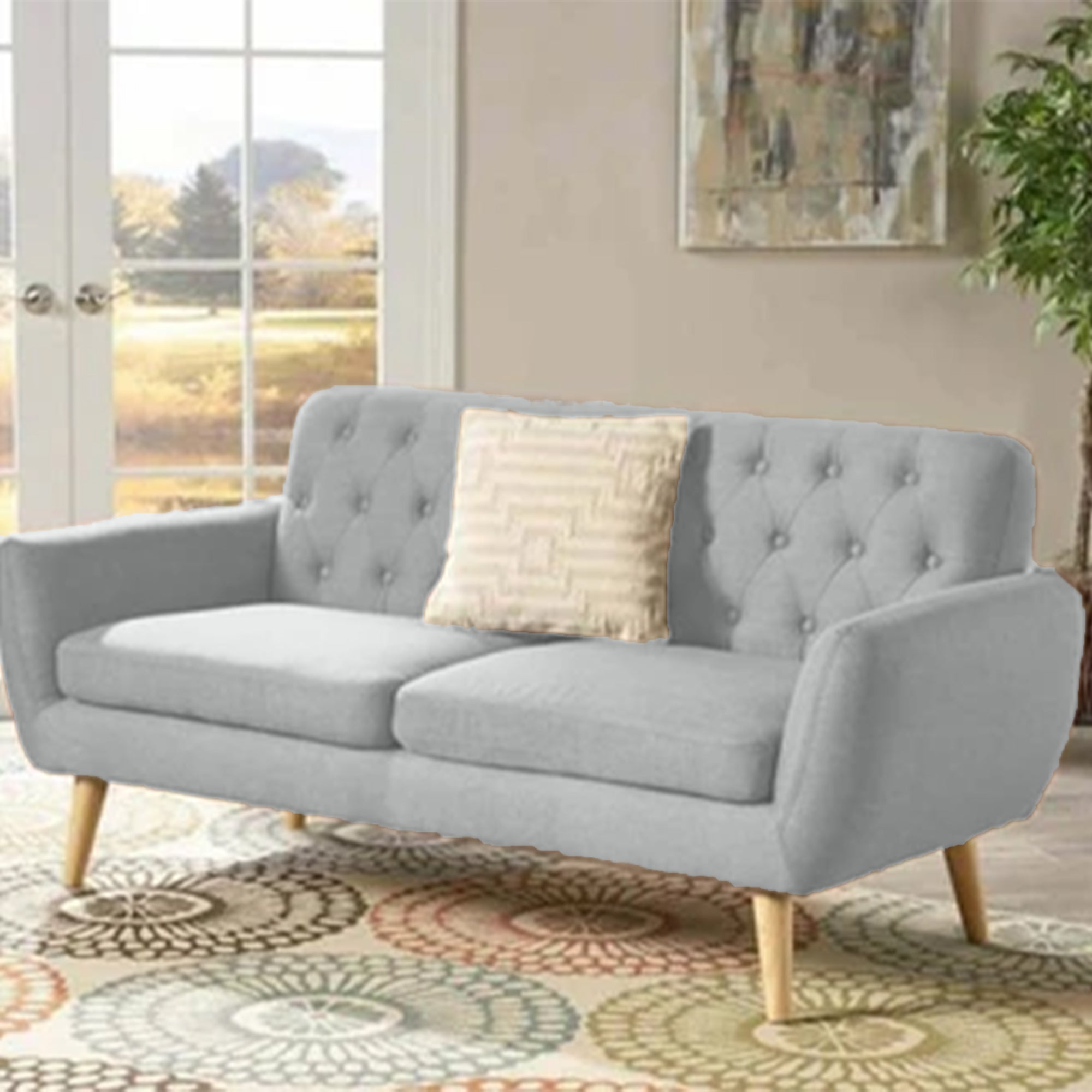 Tufted Beech Wood Sofa