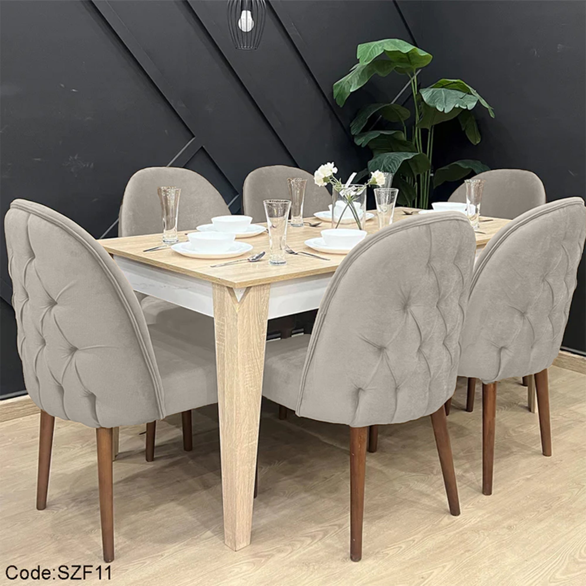 سفرة كابتونيه مودرن 6 كراسي-szf11