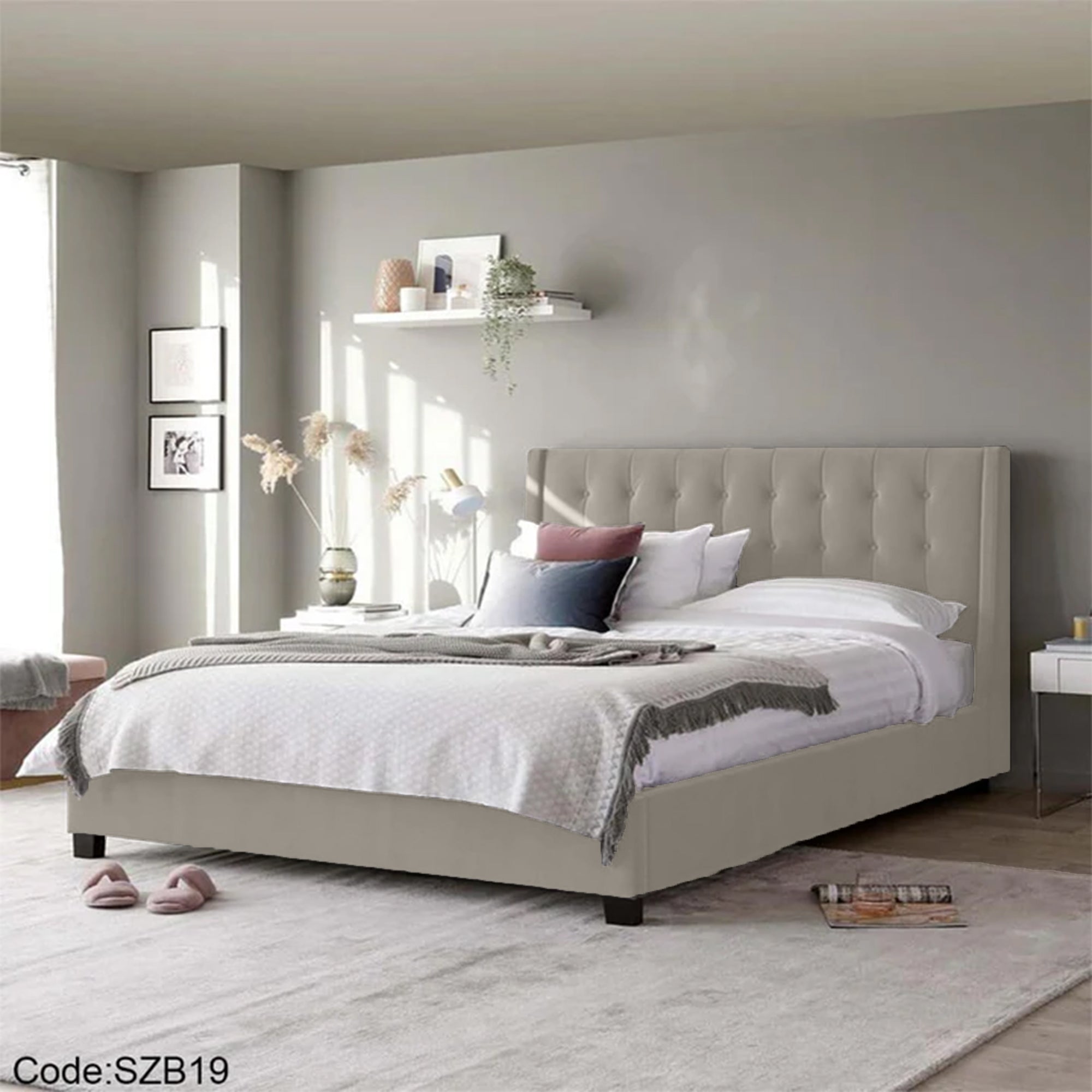 szb19 Gray Upholstered Bed