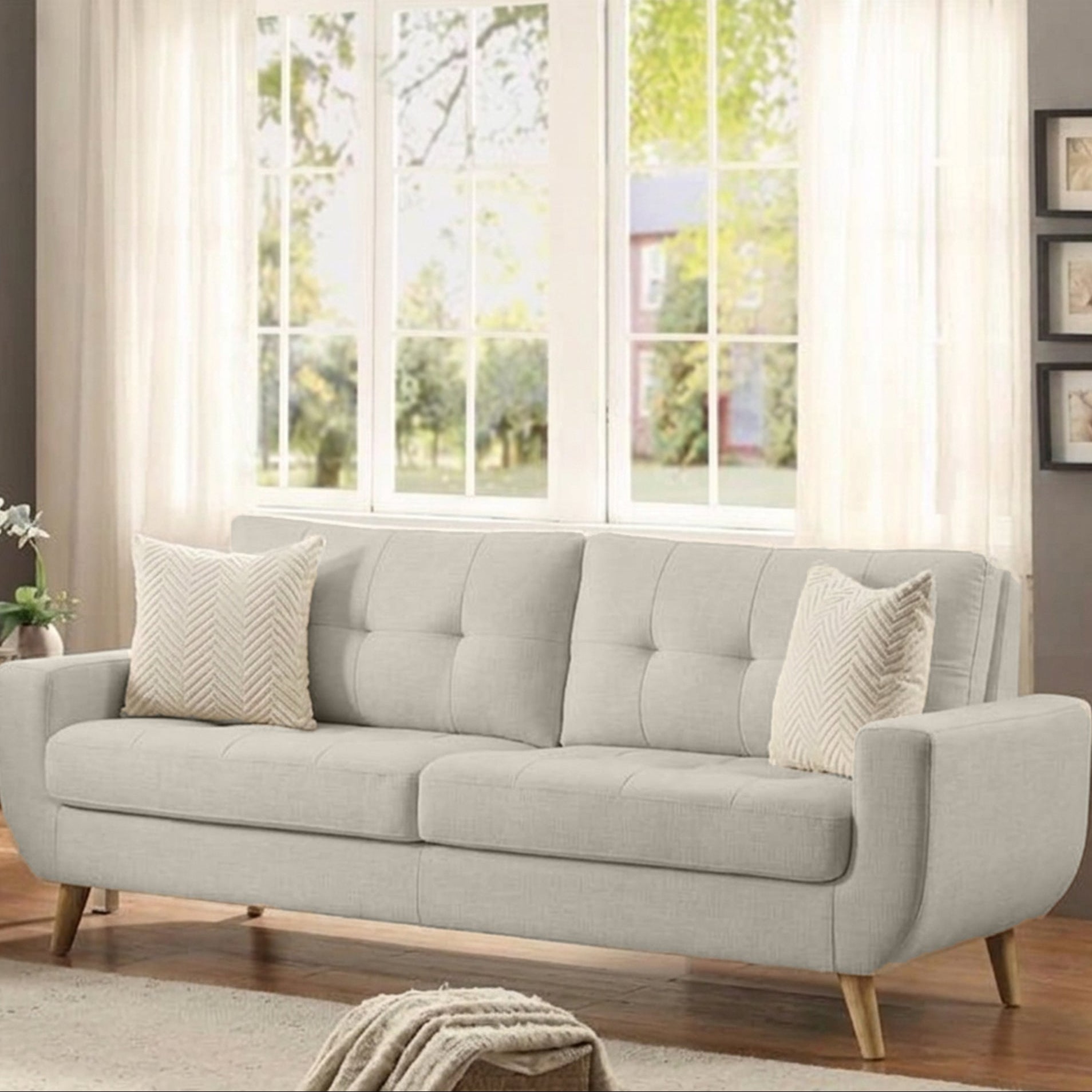 Modern Two-Seater Sofa with Wooden Legs – sz419