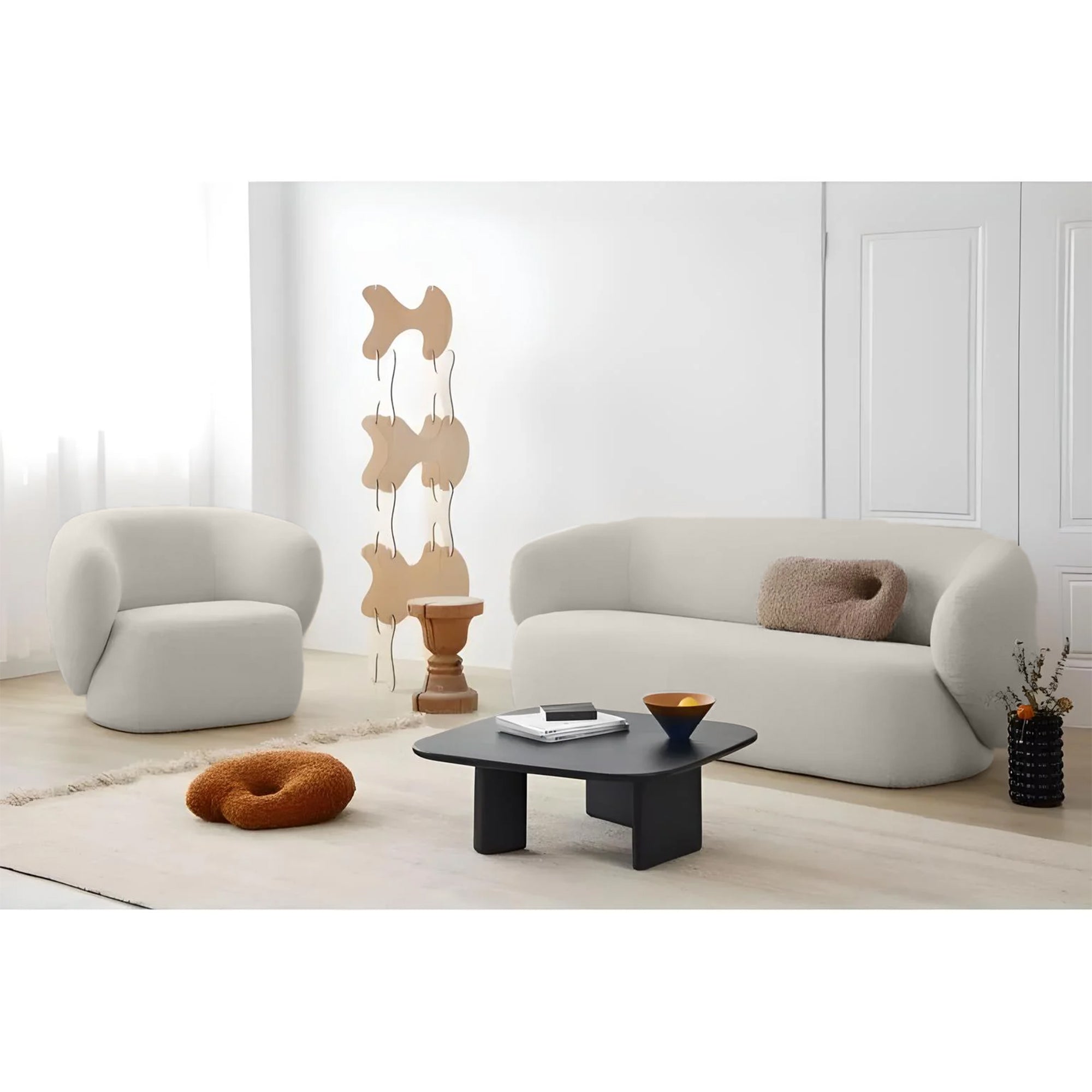 Off-White Living Room, Sofa and Chair-sz274