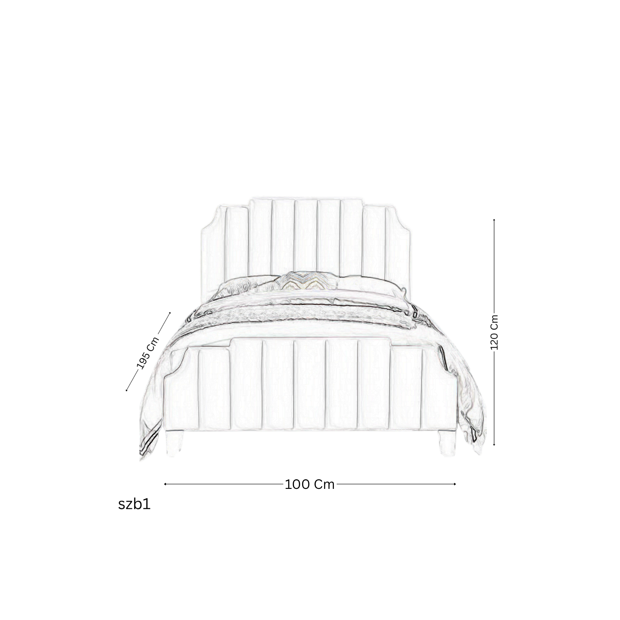 szb1 - Modern 1 Meter Bed with Grooves