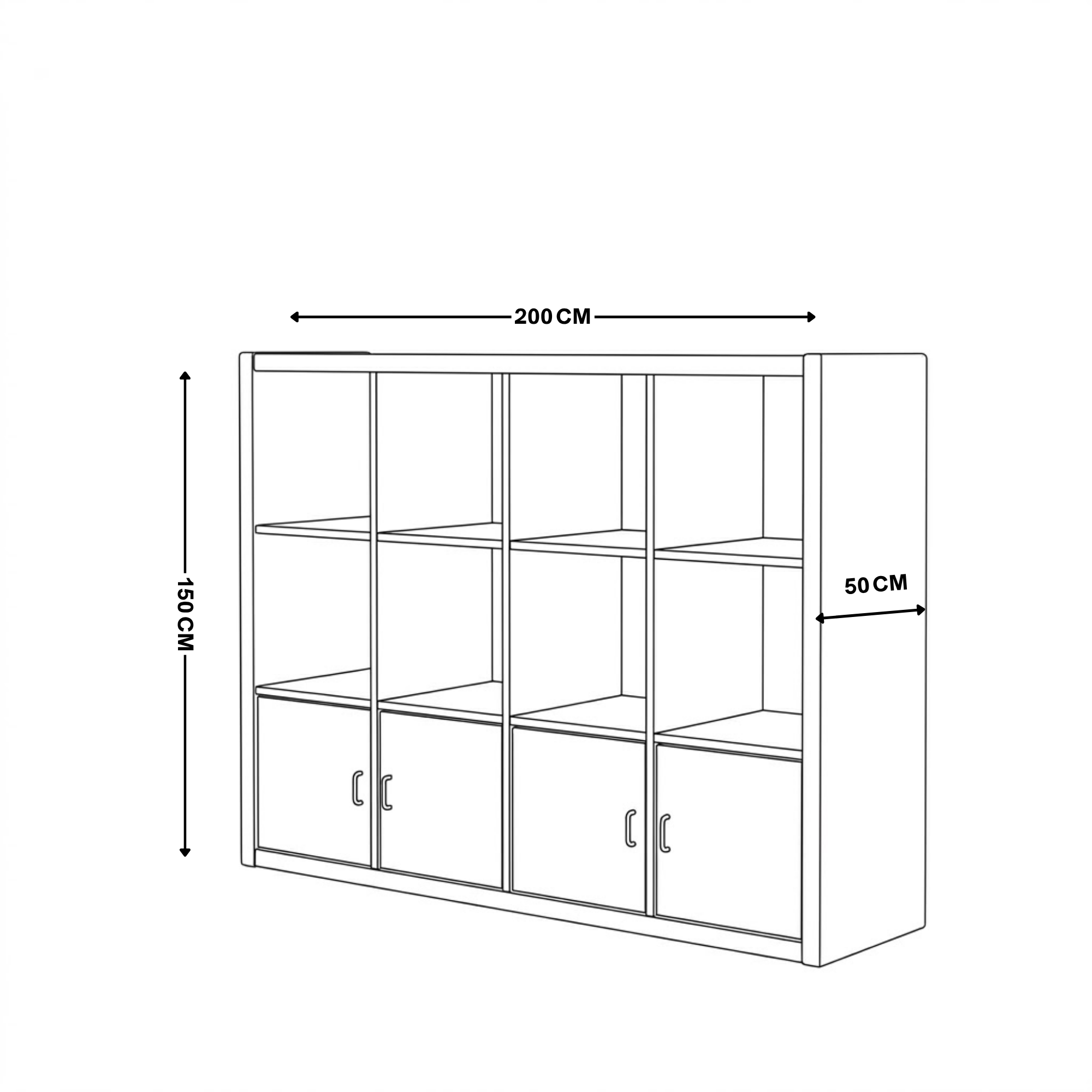 Modern Wooden Library with 4 Doors