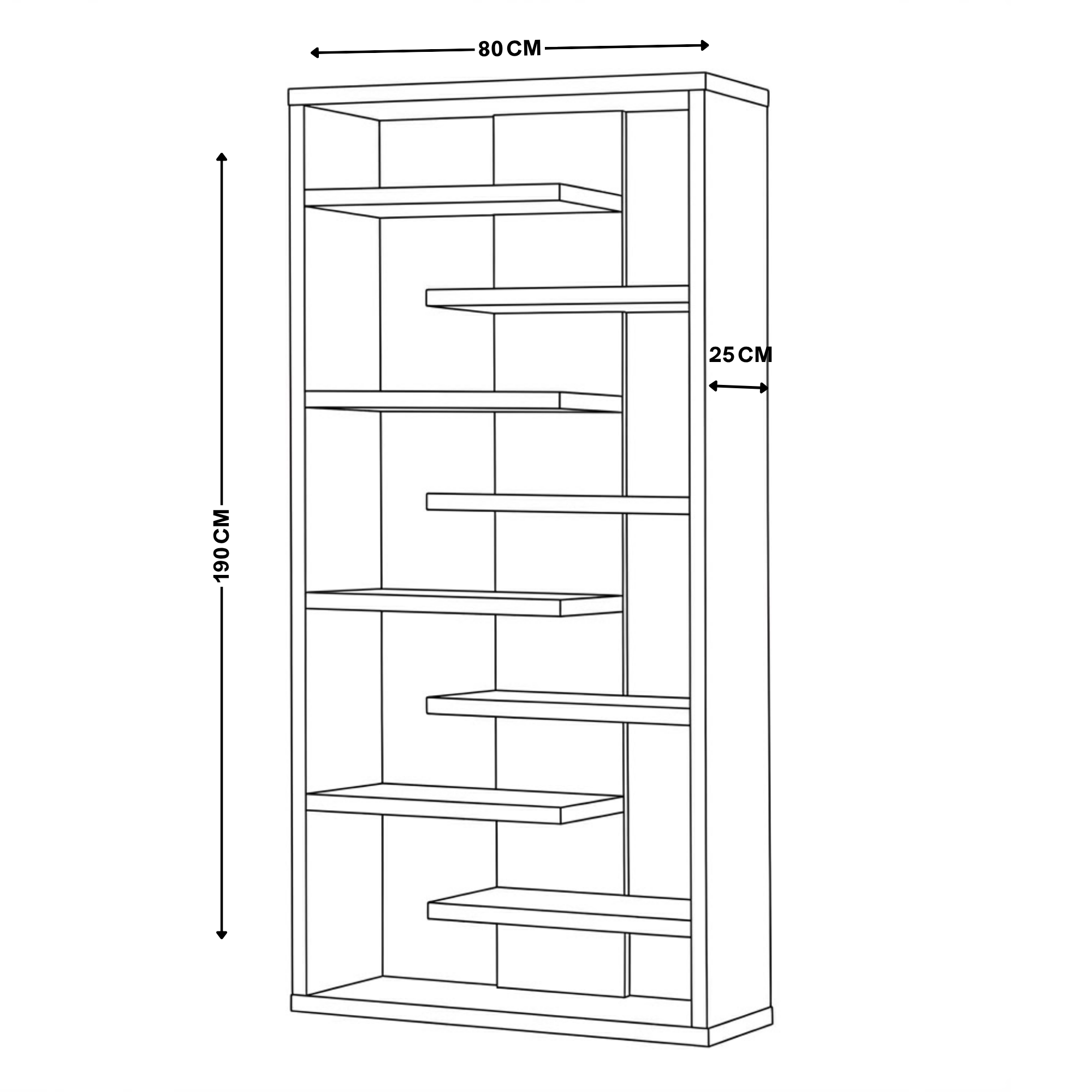 Modern Wooden Library with 8 Shelves