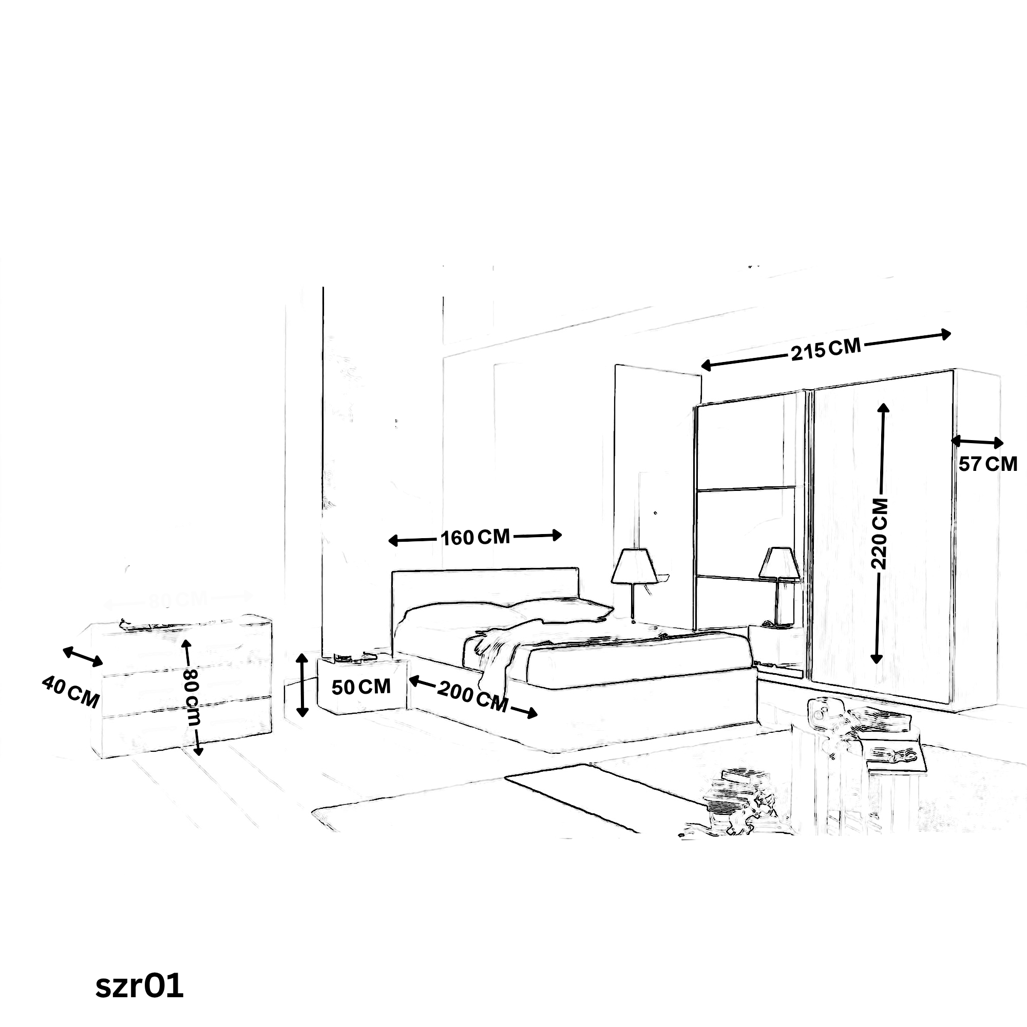 Complete Modern 5-Piece Bedroom Set - szr01
