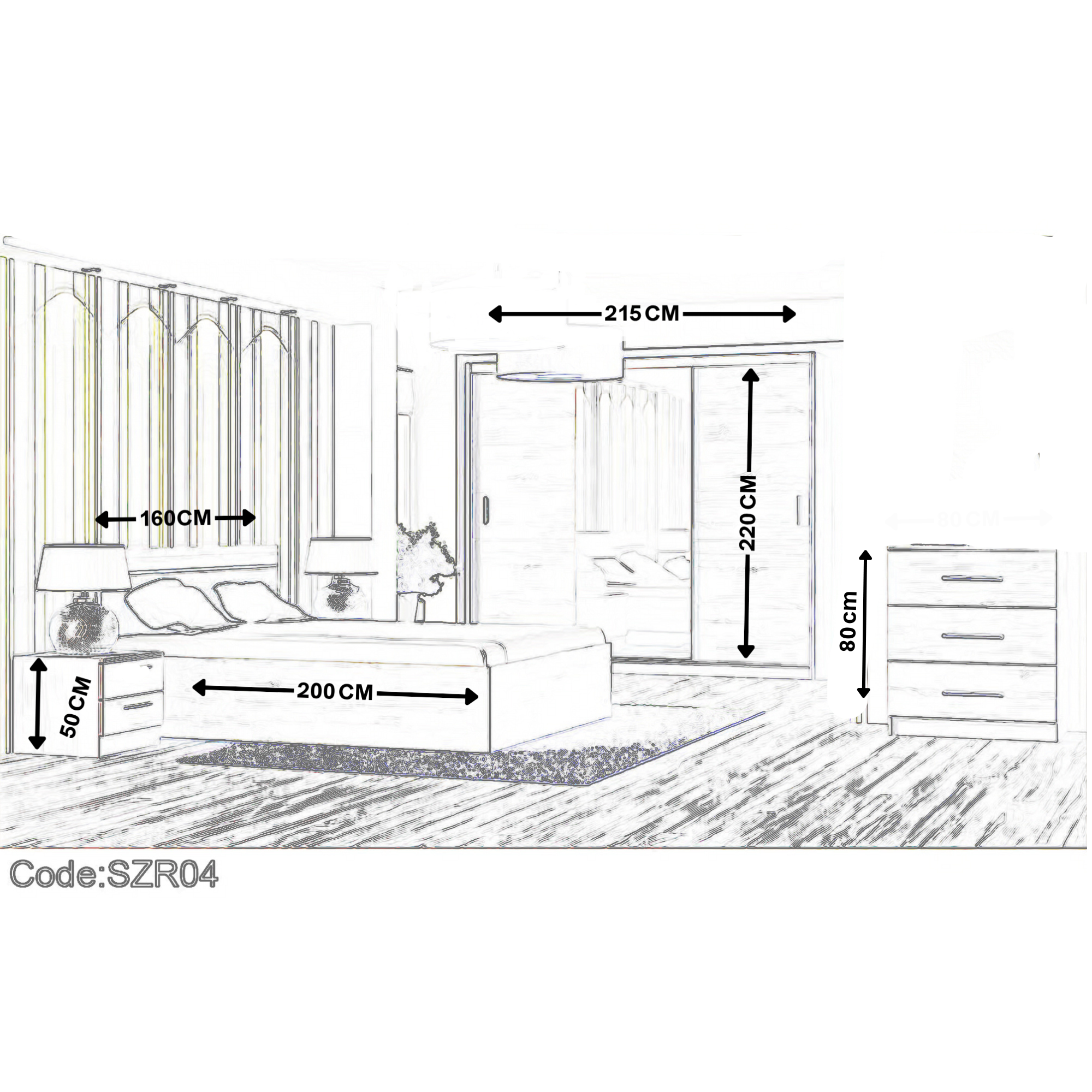 Modern Beige 5-Piece Bedroom Set - szr04