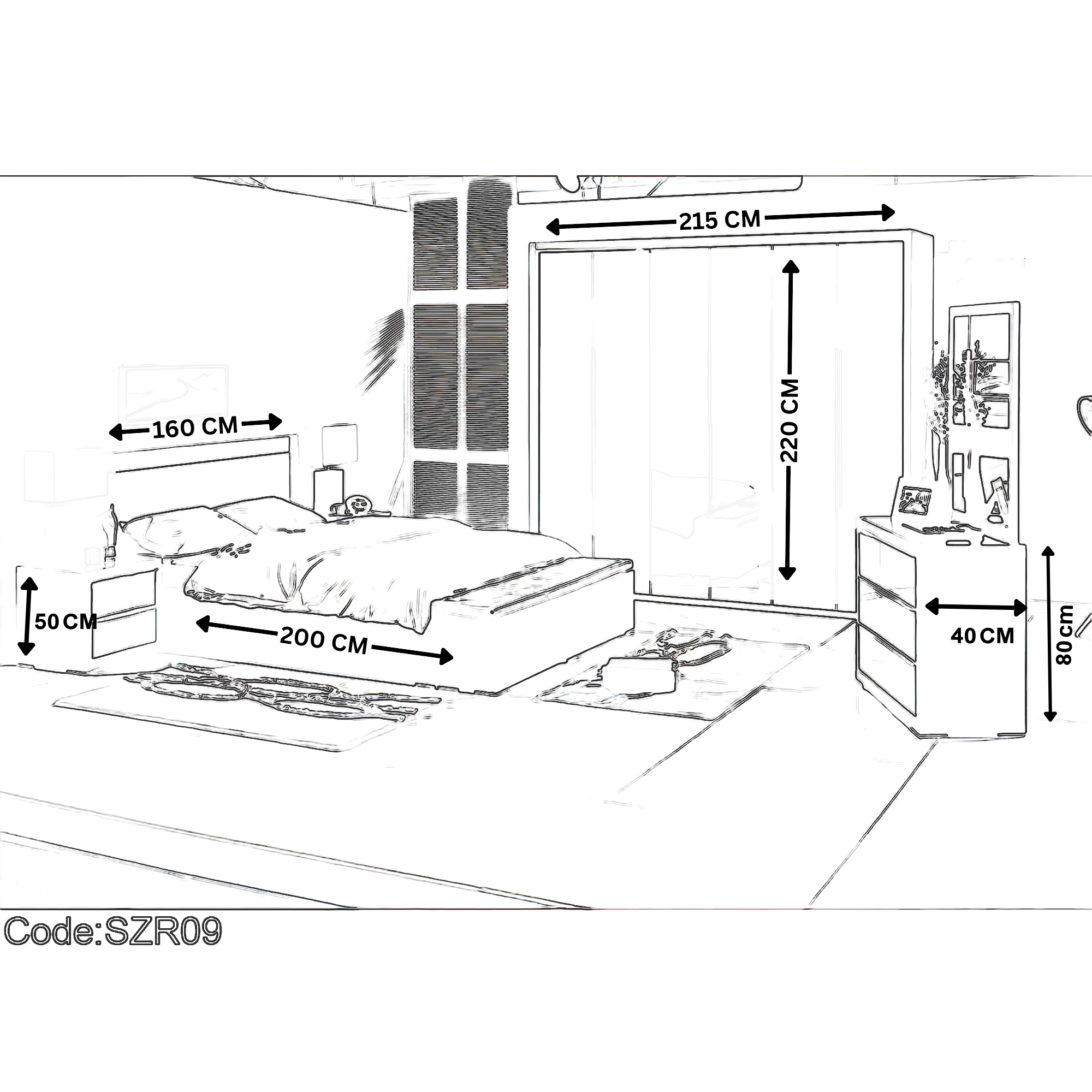 Complete 5-Piece Bedroom Set - szr09