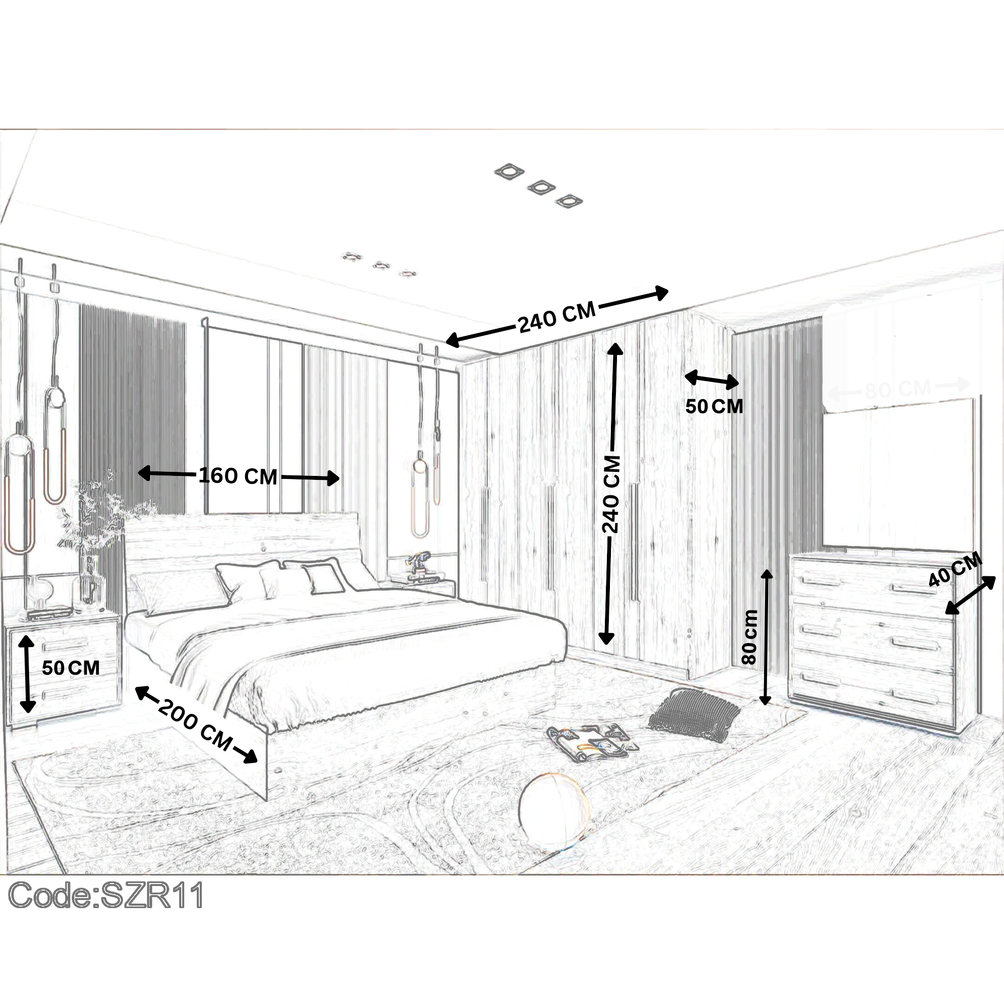 szr11 - Complete Modern Wooden Bedroom Set 5 Pieces